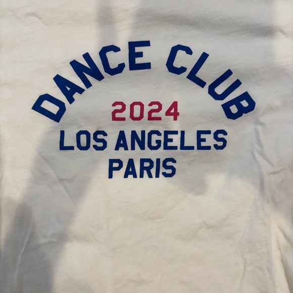 Sézane Dance Ckub White and Blue Graphic Tee, XL - Picture 6 of 9